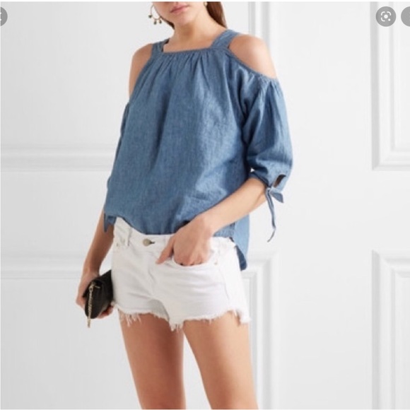 Madewell Tops - Madewell Cold Shoulder Linen Chambray Top Medium